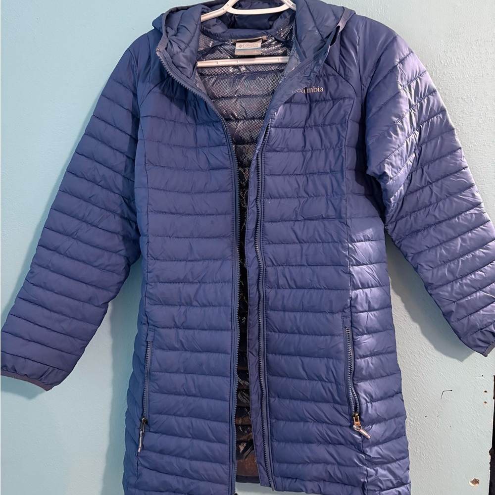 Columbia Girls Long Blue Quilted Jacket